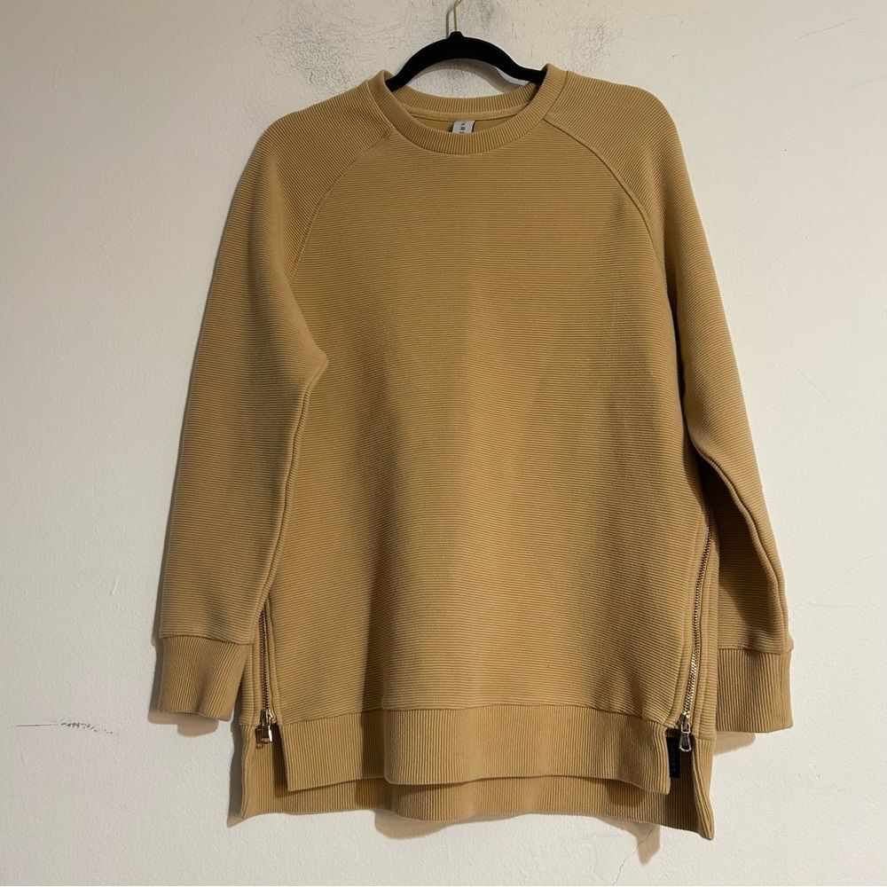 Varley Manning Ribbed Crewneck Sweatshirt Honey Yellow Small Loungewear Cozy